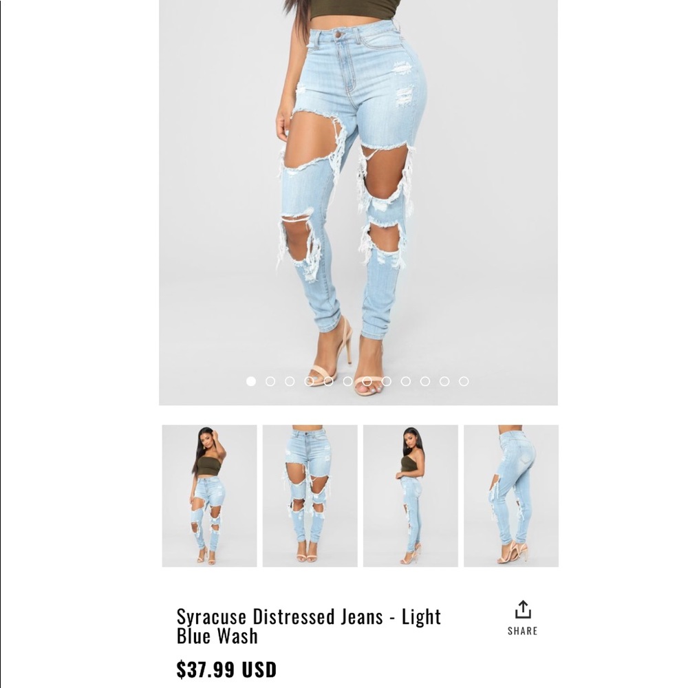 FASHION NOVA DISTRESSED JEANS SIZE 11